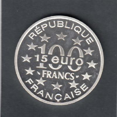 Beschrijving: 15 Euro 100 Francs TOUR DE BELEM